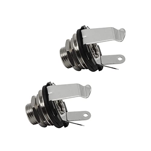 FLEOR 0.25 Inches Guitar Jack Socket Input Output Chrome 6.35mm Jack for Electric Guitar 2PCS, 2PCS Chrome - Image 2