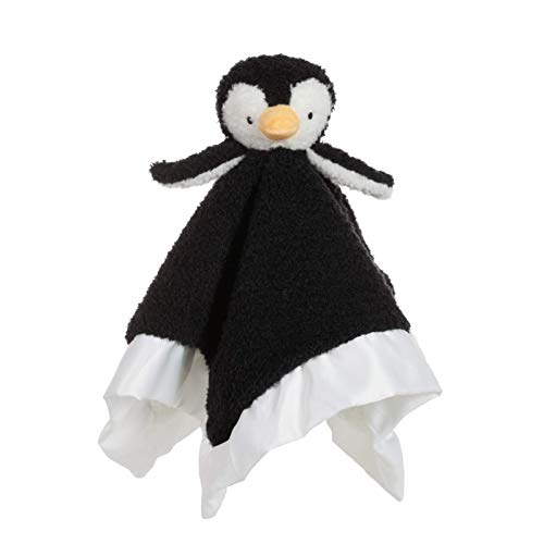 Image of Apricot Lamb Stuffed Animals Soft Security Blanket Black Penguin Infant Nursery Character Blanket Luxury Snuggler Plush(Black Penguin, 14 Inches)