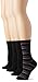 Peds Women's Black with Stripes and Solid Black Heather and Dark Black Ribbed Ladies Dress Crew Socks  4 Pairs, Assorted, Shoe Size/5-10