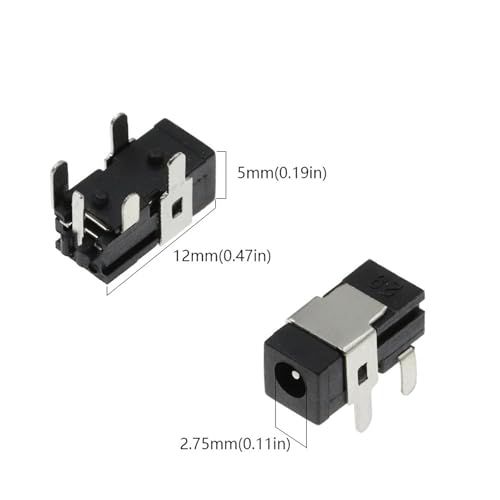 Conector de alimentación CC hembra DC-011 con toma de aguja de 2,5 mm x 0,7 mm para circuito impreso 5