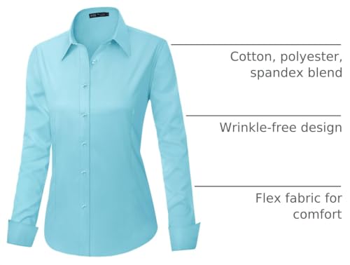 Image of J.VER Womens Dress Shirts Long Sleeve Button Down Shirt Wrinkle-Free Business Casual Blouse Office Work Tops
