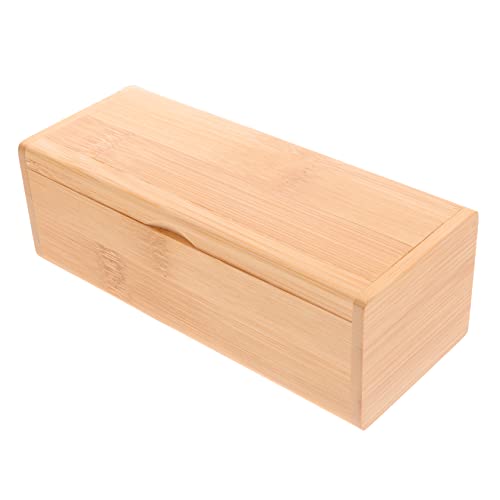 EXCEART Bamboo Storage Box with Lid 6.41X2.51X2.08In Jewelry Organizer Glasses