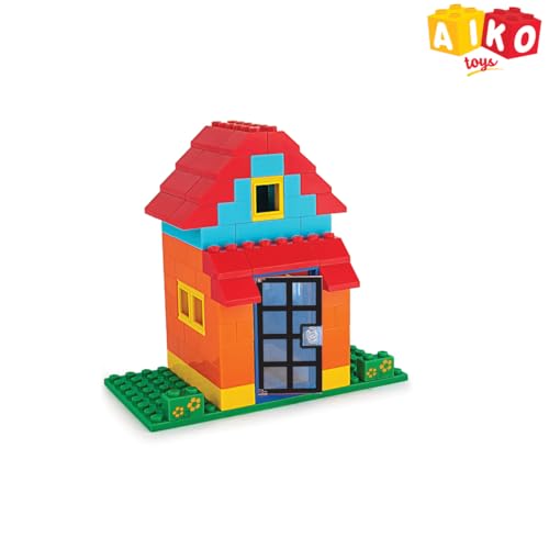 Image of AIKO Town House Set No. 1 | 120 Premium ABS Plastic Building Blocks | Multi-Colour Construction Toy for Kids | STEM Educational Blocks with Idea Book | Best Gift for Boys & Girls (Town House Set No.1)