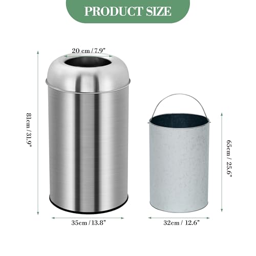 Caneca de basura abierta 18.5 gal acero inoxidable miniatura 4