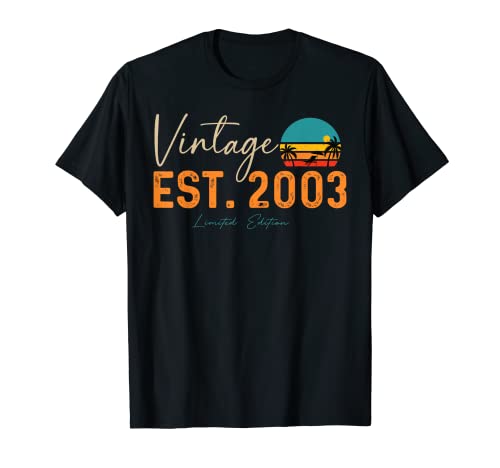 20 cumpleaños EST 2003 edición limitada camisetas estilo vintage Camiseta