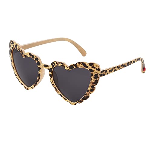 Betsey Johnson Women's Queen of Hearts Sunglasses Heartshape, Black with Glitter, 53mm