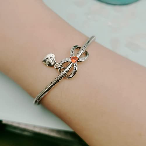 GMXLin Mother Daughter Charm for Bracelets Love Heart Mother Mommy Bead from Daughter Son Birthday Gift4