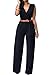 Pink Queen Women's Jumpsuits Black Sleeveless Deep V Neck Long Jumpsuits Rompers Black Medium