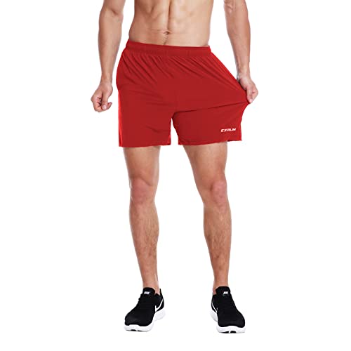 Image of EZRUN Men's 5 Inches Running Workout Shorts Quick Dry Lightweight Athletic Shorts with Liner Zipper Pockets
