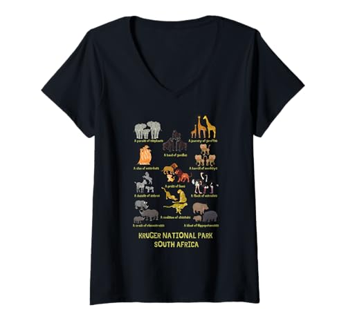 Mujer Safari de sustantivos colectivos divertidos en Kruger Park Sudáfrica Camiseta Cuello V