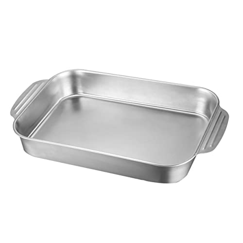 COLLBATH Stainless Steel Roaster Serving Dish Lid Fish Plate Bakeware Pan for Home Cooking