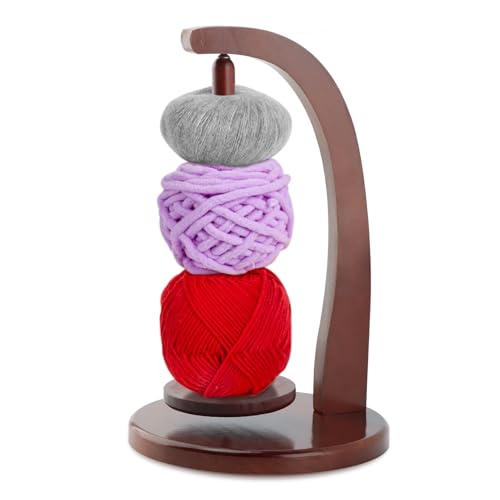 Image of Yarn Holder for Knitting and Crocheting,Wooden Yarn Spinner for Crocheting(Edition:Round Chassis)