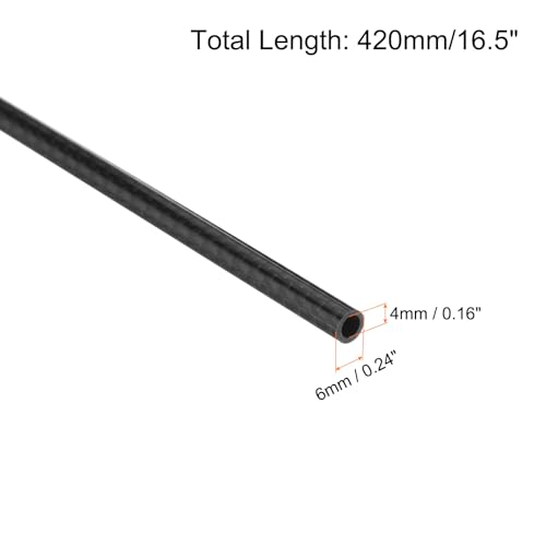 QUARKZMAN 2 Stück Kohlefaserrohre 4 x 6 x 420mm Leinwandbindung glänzende Oberfläche Stab 3K Rollgewickelte Kohlefaser Rundrohre für RC Flugzeug Quadcopter Multicopter