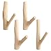 IWILCS Natürliche Holz Haken,4 Stück Holz Vintage Natürliche Kleiderhaken,Holz Handgemachte Kleiderhaken,Naturholz Wandhaken für Mantel Schlüsselhalter (Upgrade, Keine Lochinstallation)