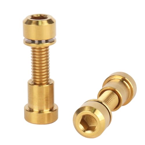 Image of Titanium Bolt M5x16 18 20mm with Washer Steerer Clamp Nut for Bicycle Stem Front Forking Lock Pack of 2 (Gold, M5x20mm)