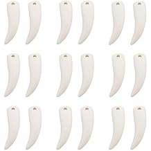 Julie Wang 90PCS Resin Wolf Teeth Charm Animal Tooth Pendant for Necklace Earring Bracelet Jewelry Making Halloween Costumes Decoration Craft DIY Supplies