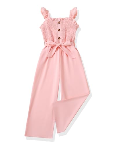 SODLON Mädchen-Jumpsuit für Kinder, modisch, Rüschen, ärmellos, weites...