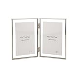 Silver 4x 6'' Double Hinged Floating Frame, For Photo Sizes (2x3'' 3.5x 5'' up to 4x6'' ), Beautiful Metal Lace Edge Frames Adjustable Tabletop/Shelf Photo Frame, Classy Gift Choice for Wedding,