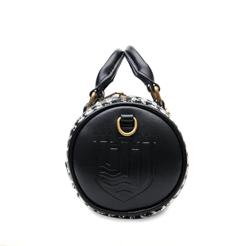 Islander® The Mini Duffel - Ladies Small Shoulder Bag with Harris Tweed, Black and White Dogtooth2