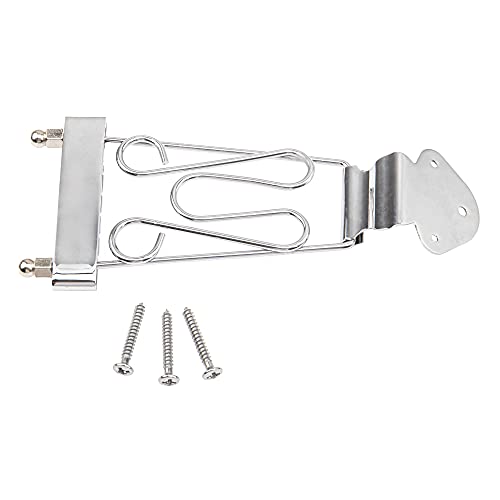 1Pcs Yootones 6 String Trapeze Tailpiece Guitar Bridge With Screws Compatible With Jazz Archtop Electric Guitars (Silver) #TOP2