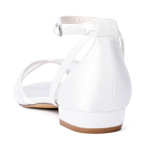 TarfiC Lace Women's Low Heels – 0.78 Inch Chunky Heeled Sandals | Open Toe Short Heels with Ankle Strap for Wedding, Prom & Party2