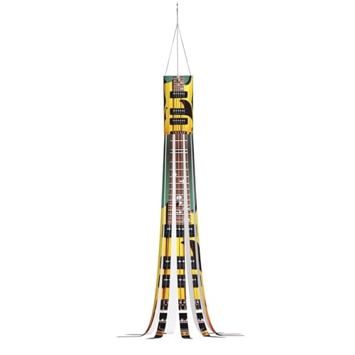 Guitarra, bajo, música, instrumentos musicales, impresión de Halloween, calcetín de viento, temática de fantasma, decoración al aire libre, 59 pulgadas