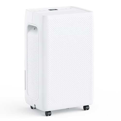 KMFurnila 50Pints Dehumidifier with Drain Hose, 3,500 Sq.Ft Dehumidifier for Basement, 4.5L/1.19 Gallon Tank, Energy Star Cert. 41dB, Airflow Swing, Humidity Remover for Home, Bedroom & Bathroom