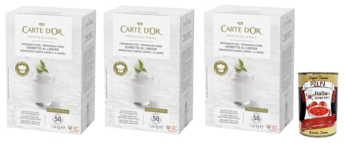 3 x Carte d'Or Professional Preparato per Sorbetto al Limone en polvo para sorbete de limón 1,44 kg + Italian Gourmet Polpa di Pomodoro 400 g en lata