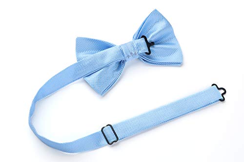 HISDERN Men's Solid Color Pre-tied Bow Tie Adjustable Tuxedo Two Layer Bow Tie and Pocket Square Set with Gift Box