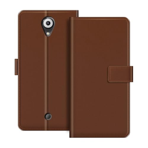 ESACMOT Étui Portefeuille en Cuir Compatible avec Wiko U Feel Coque à Rabat avec Porte-Cartes et Support, Fermeture Magnétique, Étui Folio Antichoc (Marron)