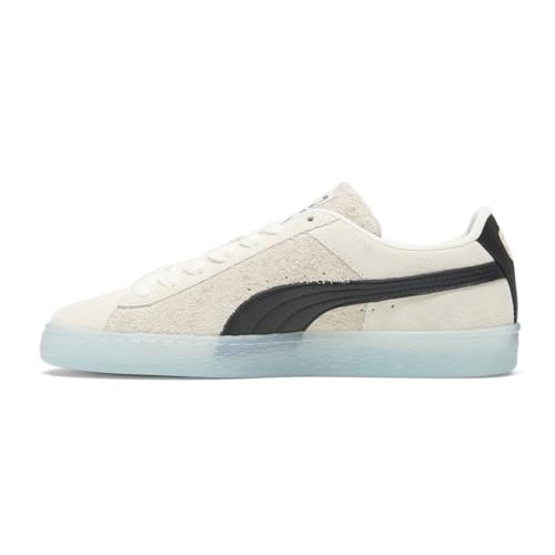 PUMA Men's Suede Classic Mist Sneaker, Warm White Black/ICY Blue, 8