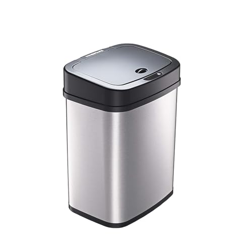 Bote de basura rectangular de acero inoxidable 12 L con sensor