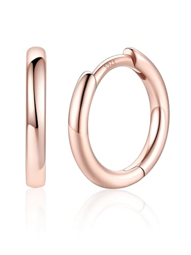 Image of Silvora 14K Gold Plated Huggie Hoop Earrings for Women, Small Sterling Silver Hoops, Hypoallergenic Cartilage Earrings for Sensitive Ears 8 /10 /12 /14 /16 /18 /20MM