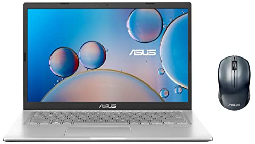 Image of ASUS VivoBook 14 (2021), 14-inch (35.56 cm) HD, Intel Pentium Silver N6000 Quad Core, Thin and Light Laptop (8GB /256GB SSD /Office 2021 /Windows 11 /Silver /1.5 kg) & WT200 Wireless Mouse, Blue