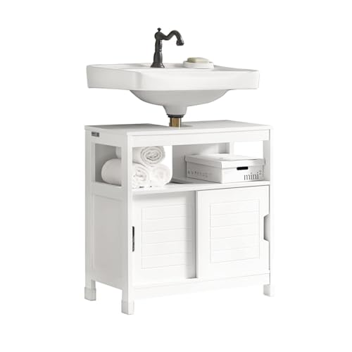 SoBuy Waschbeckenunterschrank Badezimmerschrank-Badschrank mit Fußpolster, Unterschrank...