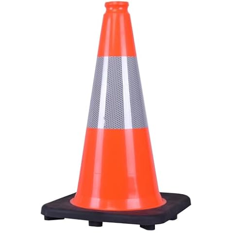 PRO-SAFE Orange Body PVC Traffic Cone with Reflector: 18" High, 12" Square Base, 3 lb Cover
