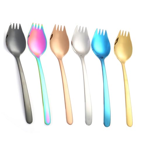 Cabilock Stainless Steel Spoons Forks Salad Spork Fork Rose Gold Silverware Heavy Duty Set