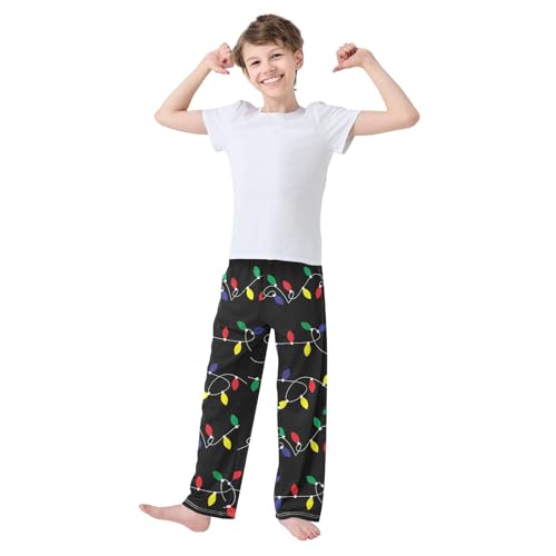 ZZXXB Colorful Light Bulb Boys Long Pants Soft Trousers Elastic Waist Kids Lounge Bottoms with Pockets S-XL2