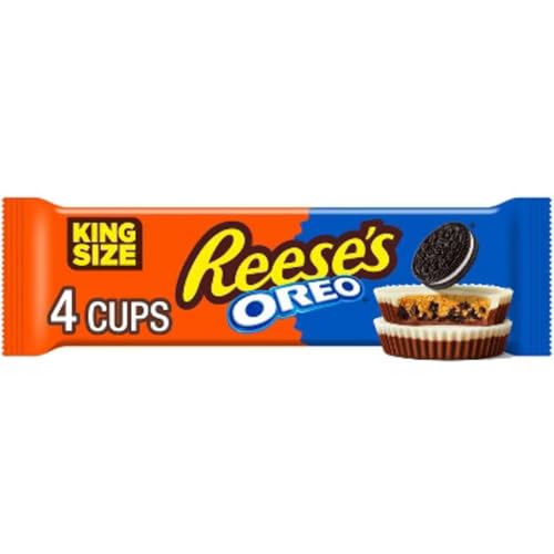 REESE'S Peanut Butter Cups with OREO Pieces King Size, 2.8 oz, Pack of 24 (4 Cups per Pack) – Milk Chocolate Candy with Peanut Butter & Crunchy OREO Cookie Bits, Individually Wrapped image 4