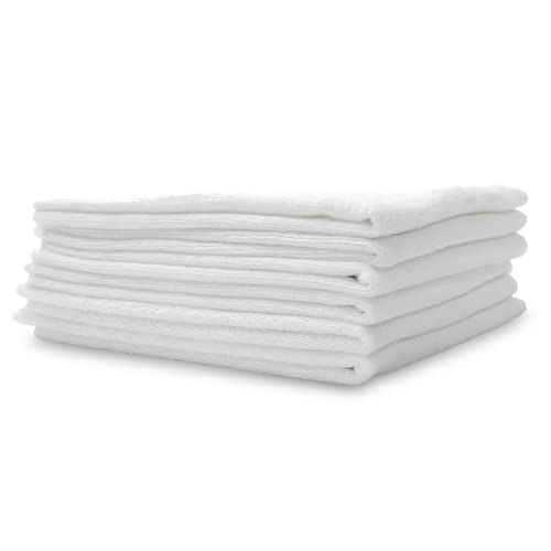 PROJE' Premium Car Care - Polishing Towel - Tagless 400 GSM Microfiber Towel - Scratch-Free & Lint Free - Finishing, Buffing, Drying Microfiber Cloth - 16in x 16in - Pack of 6 - White