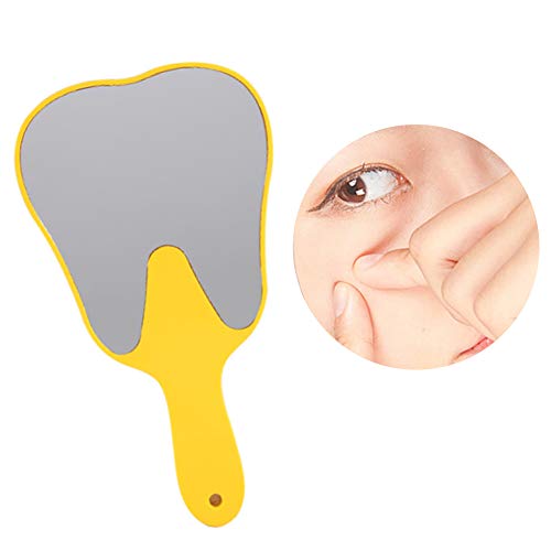 Handspiegel, 4 Farben Zahnspiegel für Kinder, Einseitiger Handspiegel mit Geringe Vergrößerung, Zahnpflege Hand Spiegel Werkzeug Niedliche Zahnpflege Hand Spiegel Werkzeug Kunststoff Griff(Gelb)