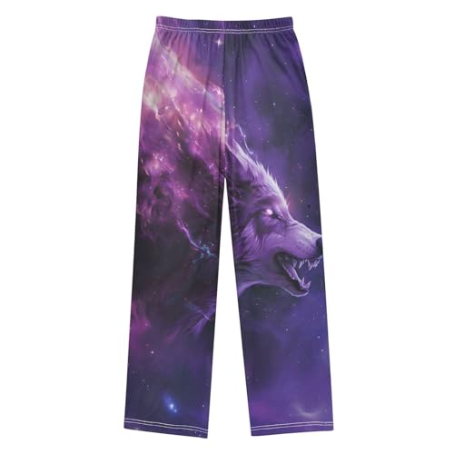 Pajama Pants Wolf with Purple Nebula Long Sleep Pants Lounge Bottoms2