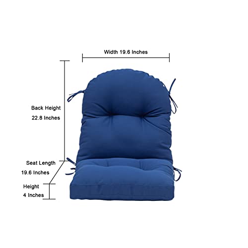 Image of QILLOWAY Tufted Outdoor Chair Cushion Set of 4, Waterproof 43x20x4 Inch Non Slip Replacement Pad for Wicker Lounge Patio Furniture, Royal Blue