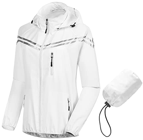 Image of CREATMO US Women's Sun Jackets Lightweight Packable Shirts UPF 50+ Hoodie Reflective Cycling Jacket With Detachable Hood