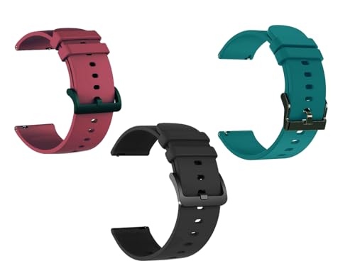 Image of IIK COLLECTION 22mm Silicone Strap for Smart Watches | Combo Pack Compatible With Noise, Fireboltt, Boat Xtend, Pebble, Boat Flash, Noise Color Fit, Ultra Smart Watch & All Watches