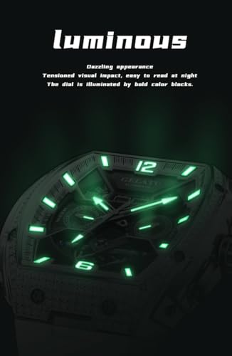 Image of OLEVS Men Watch Automatic Tonneau Watch Skeleton Mechanical 50M Waterproof Square Male Watches White /Black /Rose Gold
