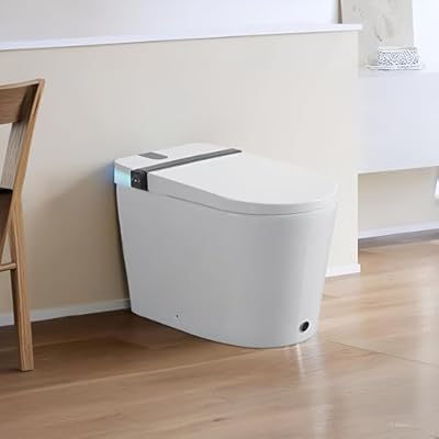 Bidet Toilet with Powerful Flush, Auto Open Close,Foam Shield,Heated Seat Smart Toilet,Instant Warm Water Dryer,Foot Sensor Auto Flush,Remote Control,Night Light,LED Display One Piece Toilet Tankless