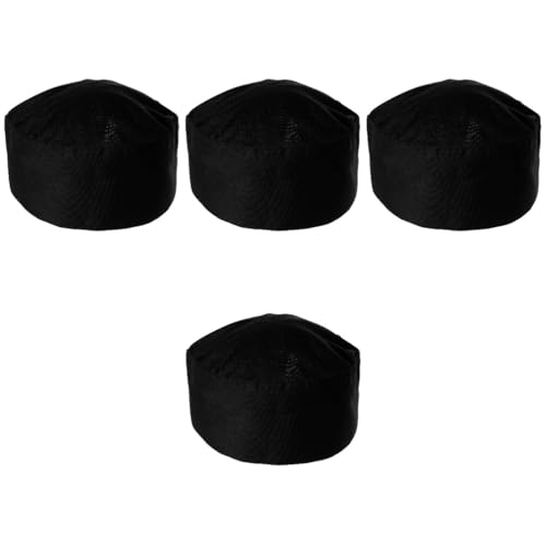 DEARMAMY 4 Piezas Gorro De Trabajo De Cocina Sombrero Divertido Sombrero De Cocinero De Los Hombres Gorros De Chef para Mujer Tapa Gorro De Cocinero Tapa De Trabajo Black Algodón