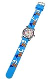 Mouvement à quartz Montre Unisexe en Silicone Souple 123 ABC Thème Amusant Enfants Argent Multicolore Numéro Cadran Mouvement À Quartz Analogique (Bleu)