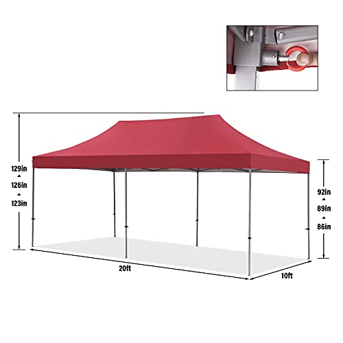Diophros 10X20 Outdoor Popup Canopy Tent, Instant Roof Top Portable Waterproof Canopy Sun Shade Shelter, Folding Party Tent Outdoor Instant Shelter With Black Carry Bag For Garden,Backyard #TOP1